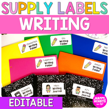 Preview of Student Supply Labels Writing Editable Template Classroom Labels