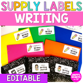 Student Supply Labels Writing Editable Template Classroom Labels