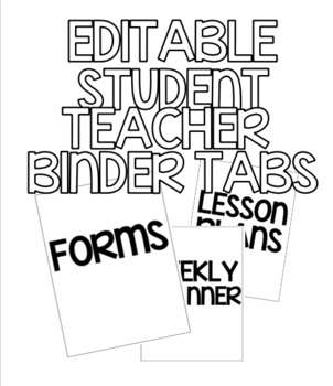 Preview of Editable Student Teaching Binder Tabs