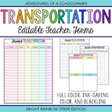 Editable Student Transportation Forms - Build a Teacher Binder