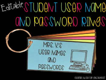 Preview of Editable Student User Name and Password Rings