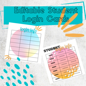 Preview of Editable Student Website Login Cards
