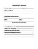 Editable Student and Family Information Forms (beginning o