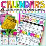 Editable Student and Teacher Calendars - The Bundle