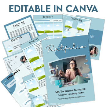 Preview of Editable Student application Portfolio for University Career templates Canva