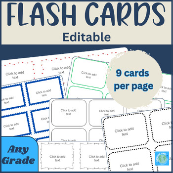 Preview of Editable Study Cards Template | Vocabulary | Sight Words | Task Cards | Math