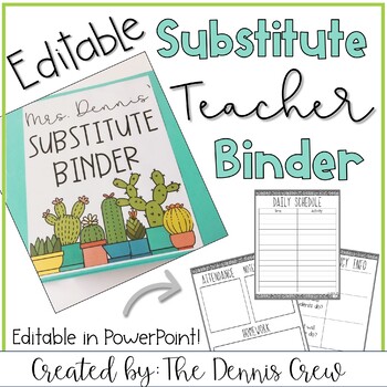 Editable Sub Binder by The Dennis Crew | TPT