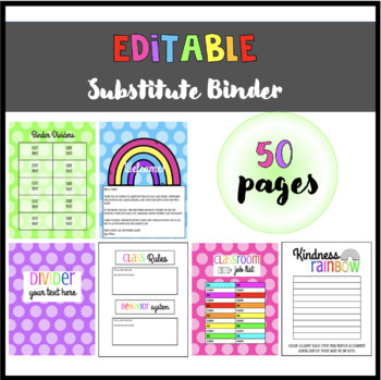 Preview of Editable Sub Binder: Bright Dots