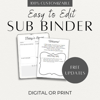 Preview of Editable Sub Binder - Long Term, Short Term, or Maternity Leave!