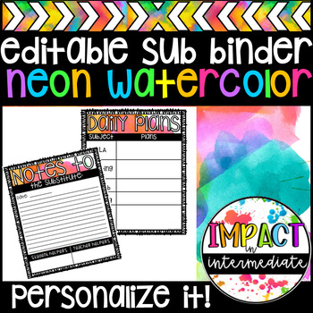 Preview of Editable Sub Binder Neon Watercolor Freebie