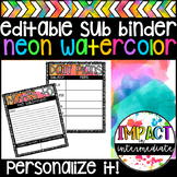 Editable Sub Binder Neon Watercolor Freebie