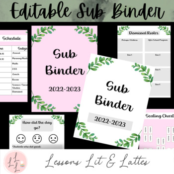 Preview of Editable Sub Binder | Two Styles | Eucalyptus Boho Theme
