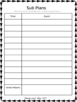 Editable Sub Lesson Plan Template by The Panko Post | TpT