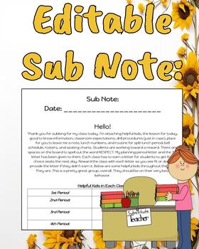 Preview of Editable Sub Note