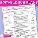 Editable Sub Plan Template, Substitute Teacher Planning (D