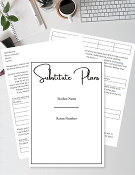 Preview of Editable Sub Plans Template - Special Education