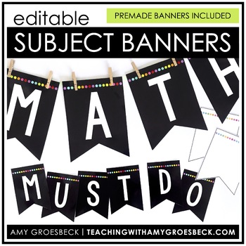 Preview of Editable Subject Banner – Black and White