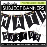 Editable Subject Banner – Black and White