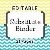 Editable Substitute Binder (Blue and Yellow Chevron)