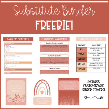 Preview of Editable Substitute Binder FREEBIE