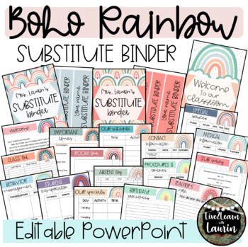 Preview of Editable Substitute Binder Forms (BOHO RAINBOW)
