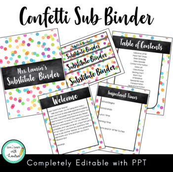 Preview of Editable Substitute Binder Forms (Confetti Theme)