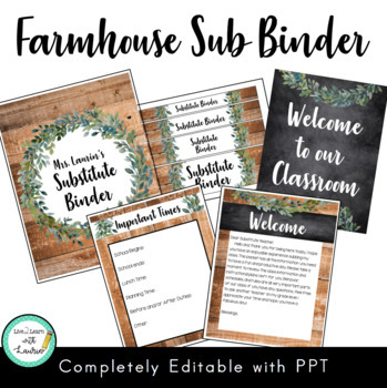 Preview of Editable Substitute Binder Forms (Farmhouse Classroom Decor)