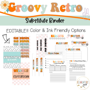 Preview of Editable Substitute Binder / Groovy Retro