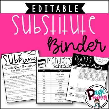 Preview of Editable Substitute Binder- Print and Digital Options