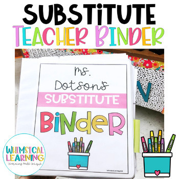 Editable Substitute Binder | Sub Binder Plans and Covers by Whimsical ...