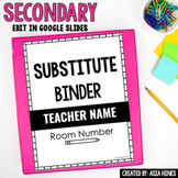 Editable Substitute Binder Sub Plans Template for Middle H