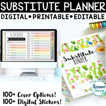 Preview of Editable Substitute Binder Substitute Planner - Digital & Print Google Drive