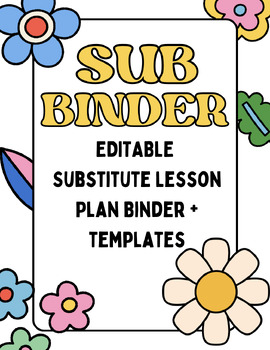 Preview of Editable Substitute Binder and Lesson Plan Template with Retro Theme