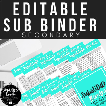 Preview of Editable Substitute Binder for Secondary Teachers - Google Slides and Print
