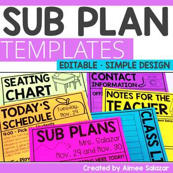 Preview of Editable Substitute Plan Templates