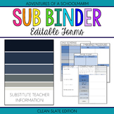 Editable Substitute Resource Binder - Blue and Grey Stripe