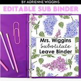 Editable Substitute (Sub) Binder, Floral Theme