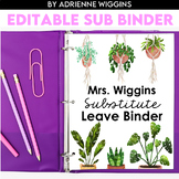 Editable Substitute (Sub) Binder, House Plants Theme