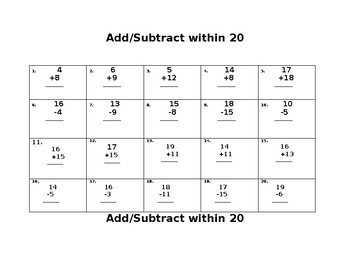 Preview of Editable & Subtract within 10, 20, 50, 100, 1000