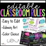 Editable Subway Art Classroom Rules