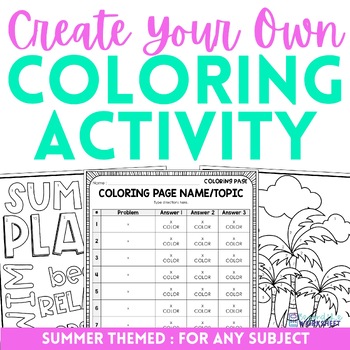 Preview of End of Year Editable Summer Coloring Pages for ANY Subject