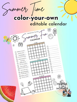 Editable Summer Fun Bucket List- Poster/Chart by Hustle like a Mother