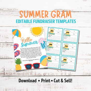 Preview of Editable Summer Grams for School Fundraiser | Have a Great Summer Cards