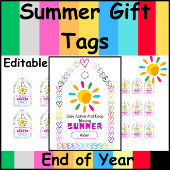 Preview of Editable Summer Gift Tags | Printable End of Year Tags