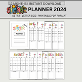 Editable Summer Planner 2024, Printable Summer Calendar , 