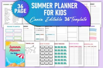 Preview of Editable Summer Planner for Kids Canva