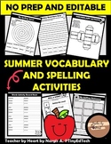 Editable Summer Spelling and Vocabulary Activity Packet