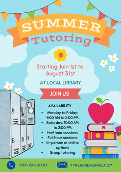 Preview of Editable Summer Tutoring Flyer