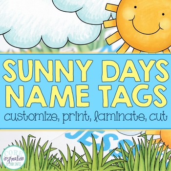 Preview of Editable Desk Name Plates/Name Tags - Sunny Days