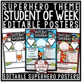 Editable Superhero Theme Back to School Decor Student of t